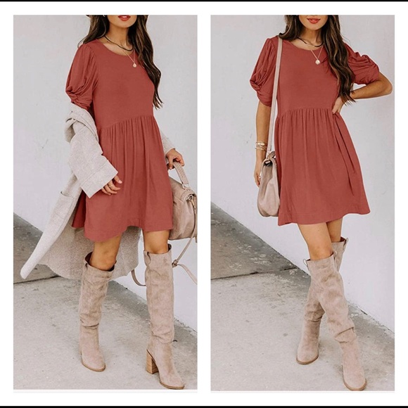 YIBOCK Dresses & Skirts - NWTSwing Dress with Pockets( Rust Red )